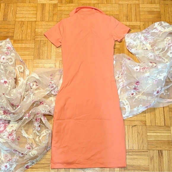 Babaton Orange Button Up Collared Bodycon Ruched Dress - Picture 13 of 15